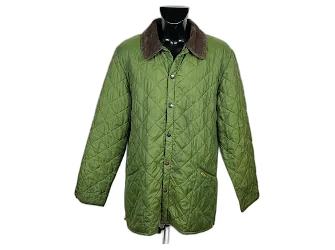 Barbour LIDDESDALE D-1908 Chaqueta Acolchada Verde Cuello Pana Marrón Verde oscuro 
