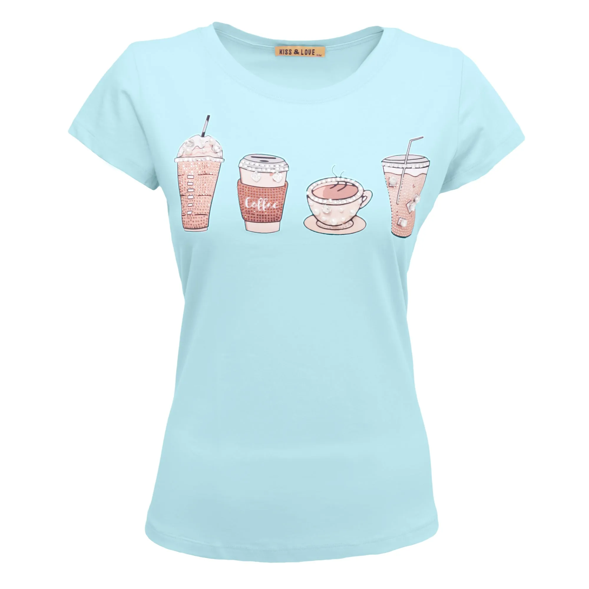 Blusa Casual con Estampado de Cafe Kiss & Love 6960
