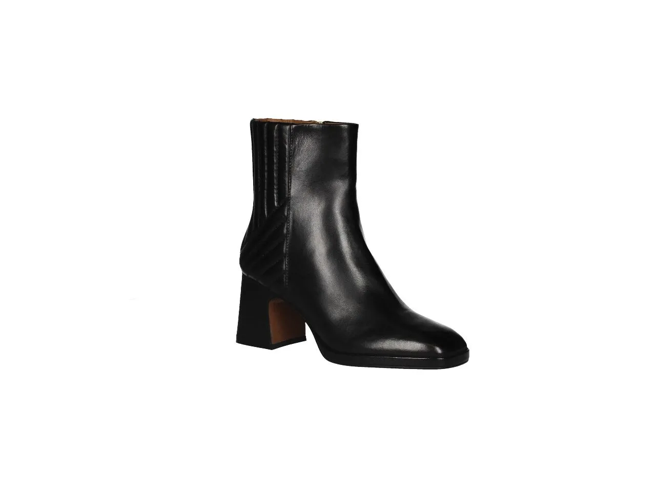 Botin Cremallera Piel Negro Trasera Acolchada Tacon Alto