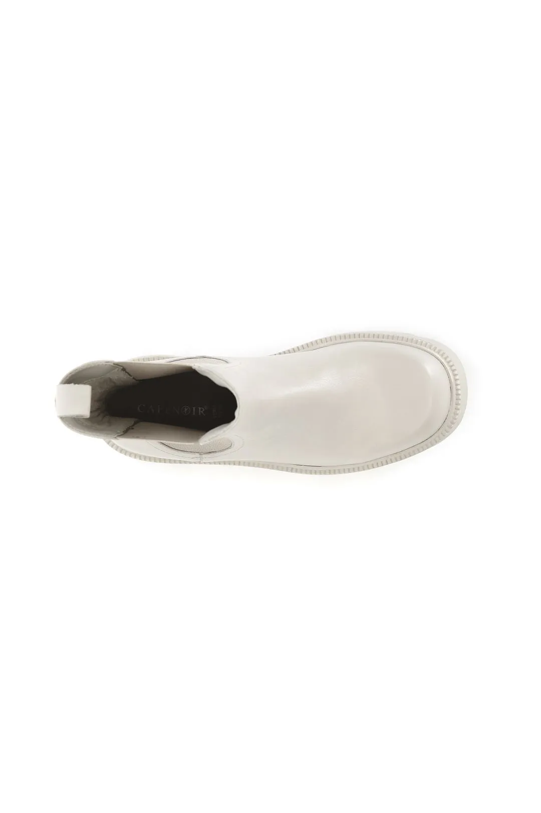 botín de cuero con elástico off white