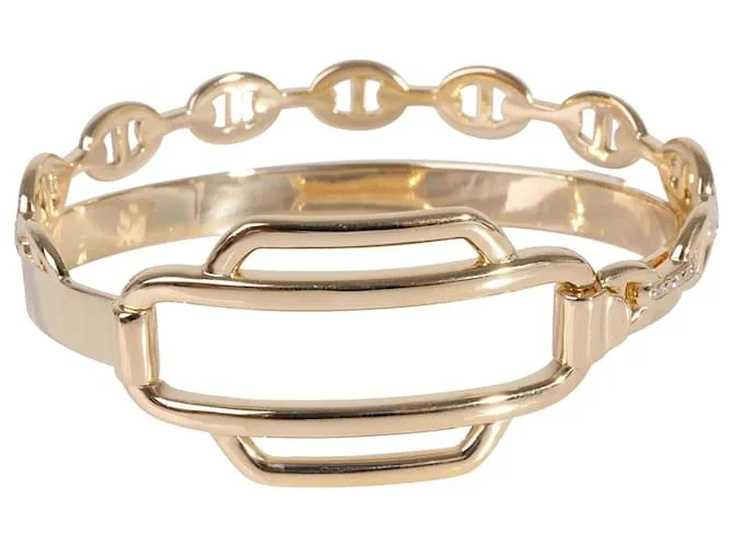 Brazalete de diamantes Tour Collier De Chien forrado de Hermès en 18K oro amarillo 0.79 por cierto Plata Metálico 