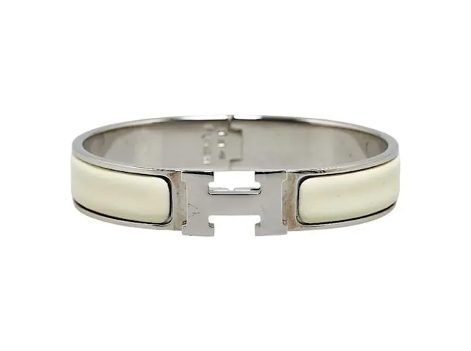 Brazalete H PM Click-Clack de Hermès Plata Blanco 