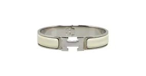 Brazalete H PM Click-Clack de Hermès Plata Blanco 