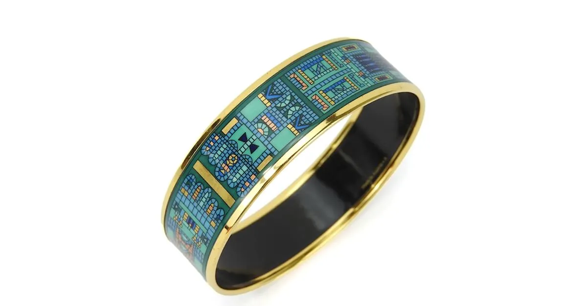 Brazalete Hermès dorado y verde 