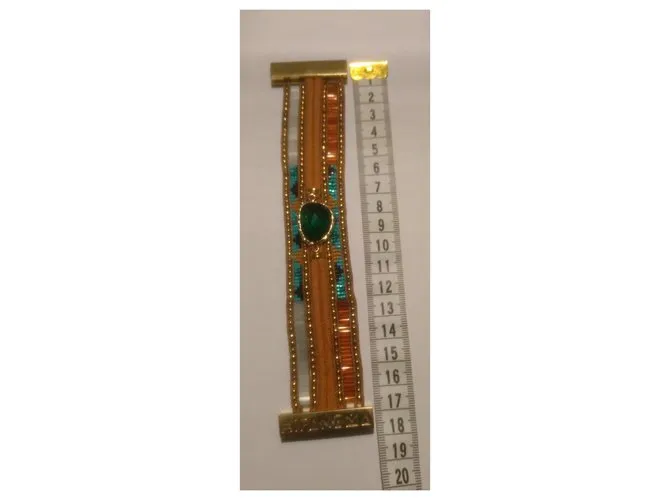 Brazalete Hipanema con cuentas de colores y piedra esmeralda de tamaño mediano Multicolor 