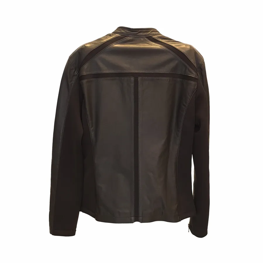 Chaqueta Piel Negra Hombre con Neopreno K2dos-NNeo