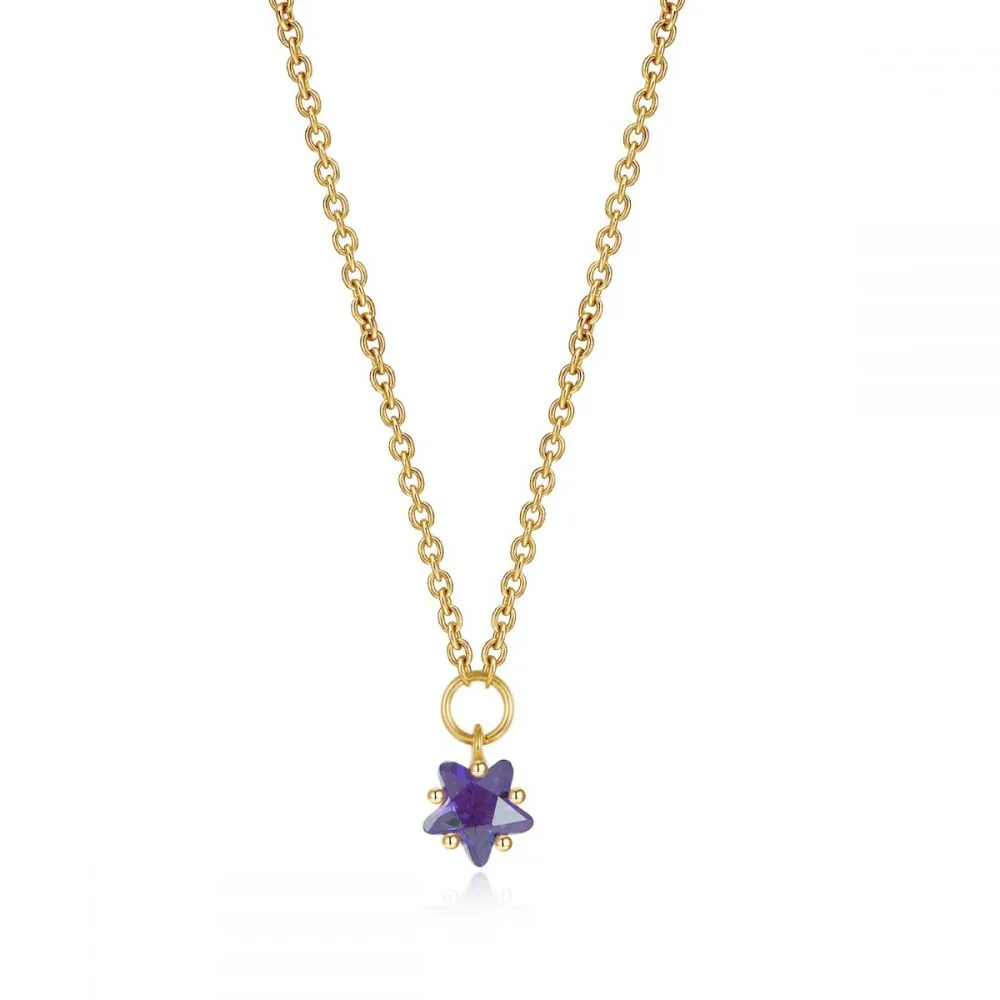 Collar en Plata de Ley Estrellita Violeta Gold