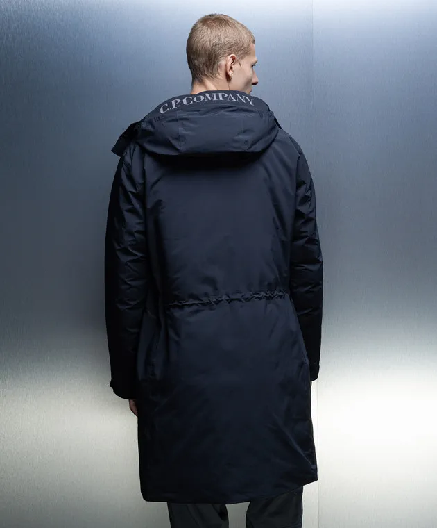 C.P. Company Black puffer jacket with logo pattern