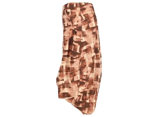 Falda asimétrica con estampado geométrico de Marni en algodón marrón Castaño 