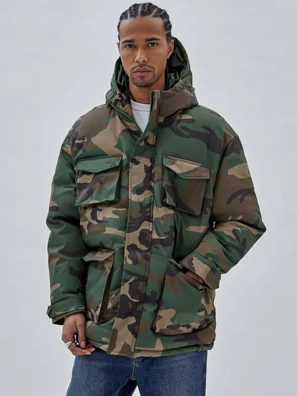 GUESS Originals All Over Camouflage Puffer