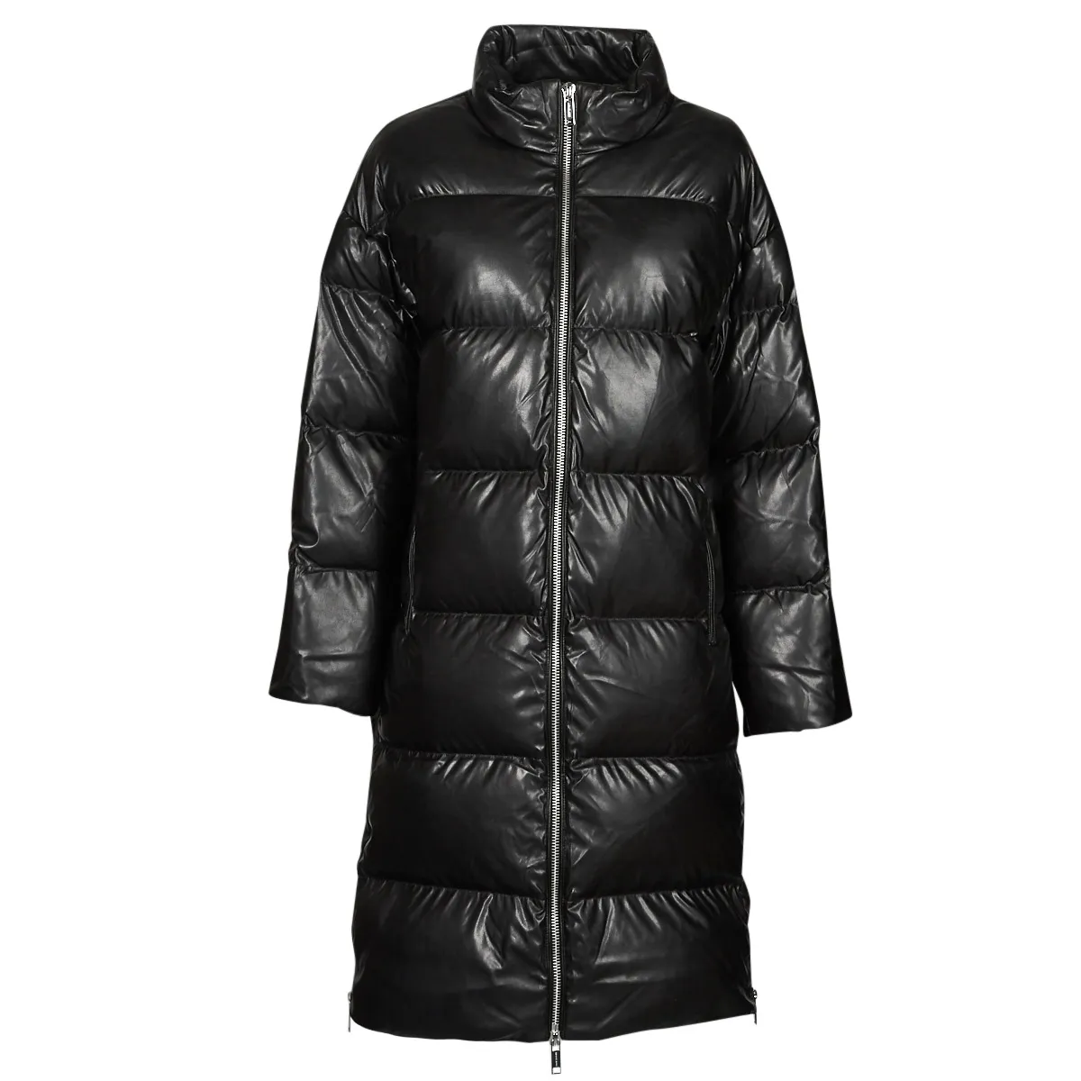 LONG FAUX LTHR PUFFER