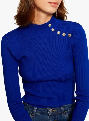 MORGAN Jersey de mezcla de punto con cuello alto en azul