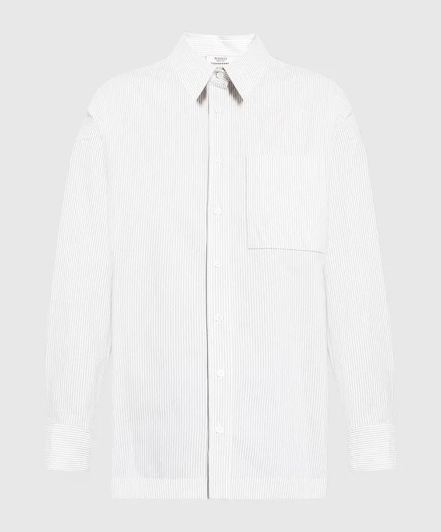 Peserico White striped shirt with monil chain