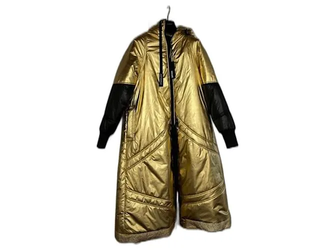 Roberto Cavalli Chaqueta acolchada larga Negro Dorado 