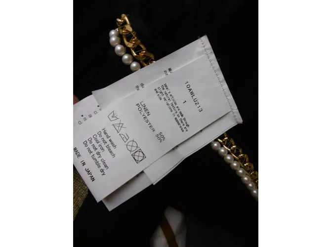 Sacai Luck Perla y adornos de cadena en tono dorado Camiseta de manga larga Negro 