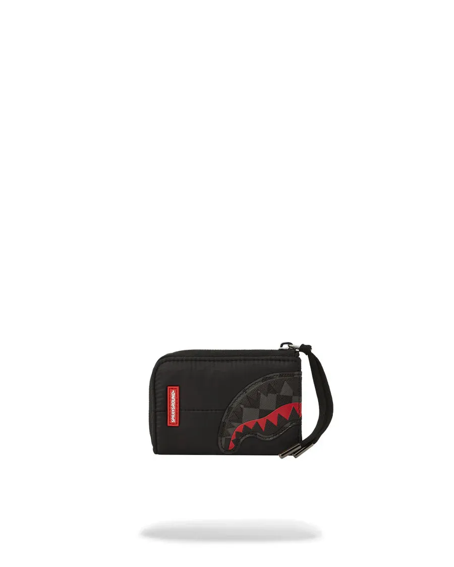sprayground monedero black puffer grey check wallet