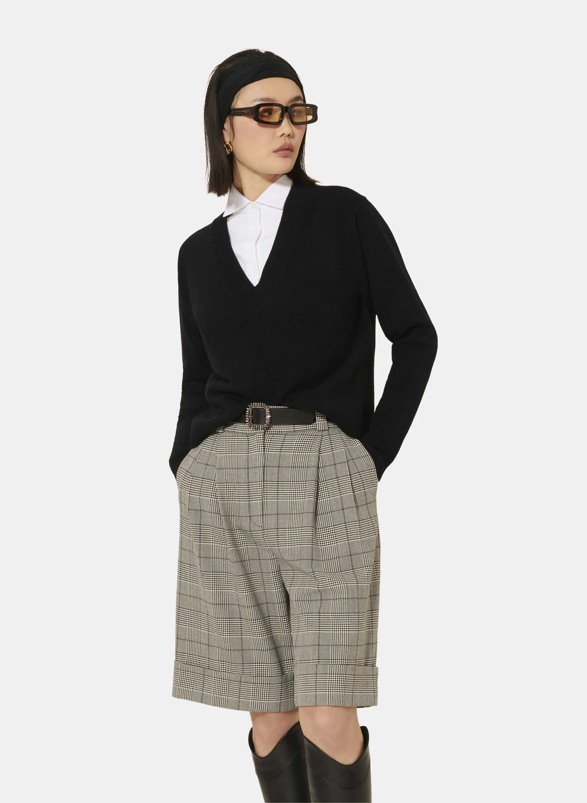 TARA JARMON PRISCA - Jersey recto de mezcla de lana en gris
