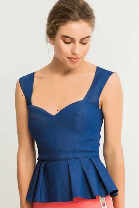 Top Tirantes Peplum Vaquero Jaspe