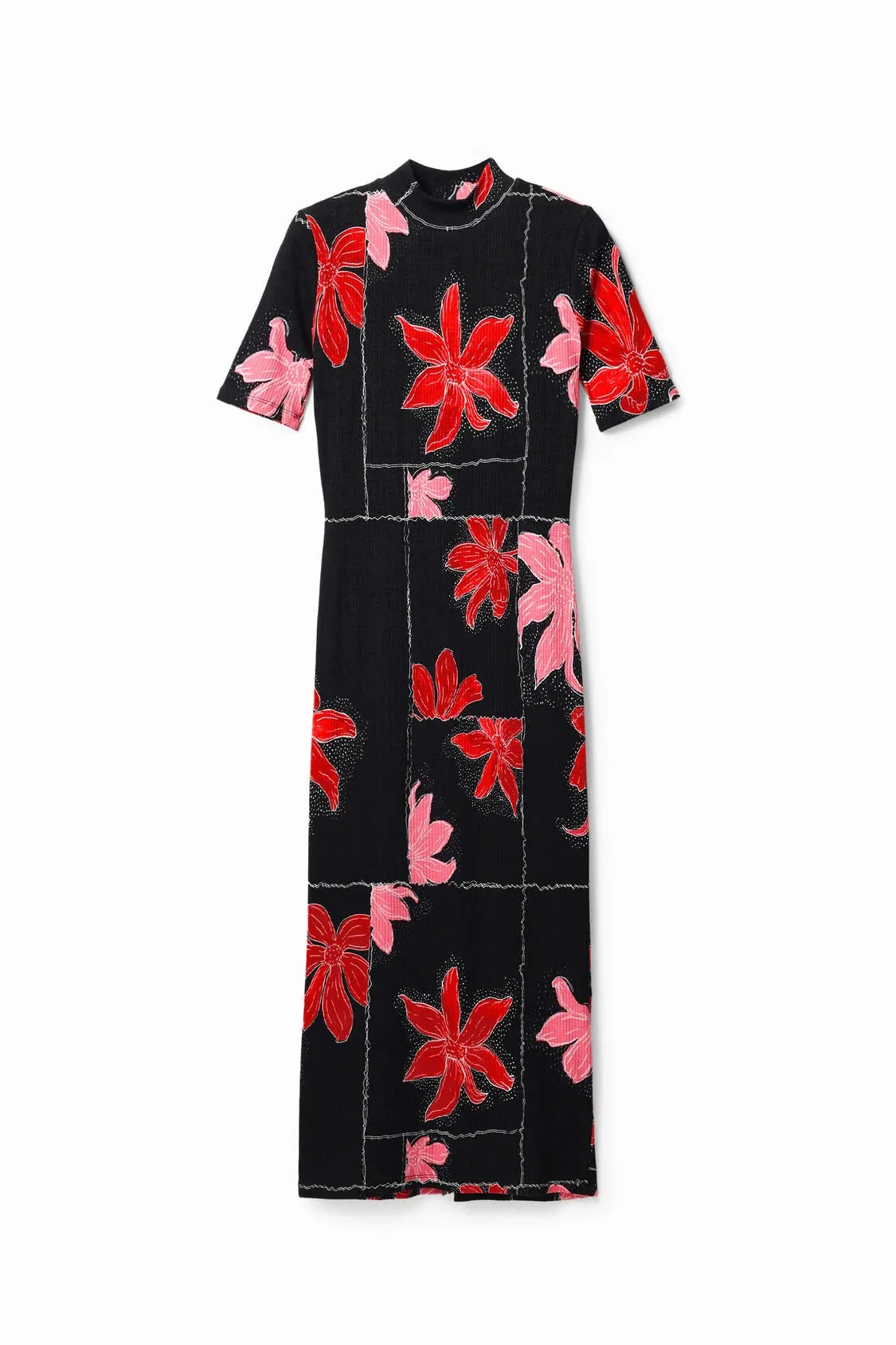 Vestido midi canalé flores DESIGUAL