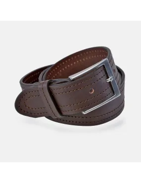 YANKO Cinturón de piel ancho marrón para hombre