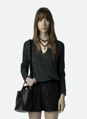 ZADIG&VOLTAIRE RIVY - Jersey recto de cachemira con cuello de pico en verde